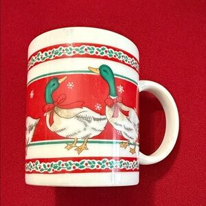 Festive Christmas Duck Mug with Red and Green Accents